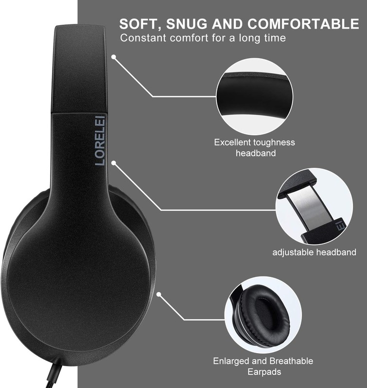 Ultra-Comfortable X6 Wired Stereo Headphones with Microphone - Space Black gallery