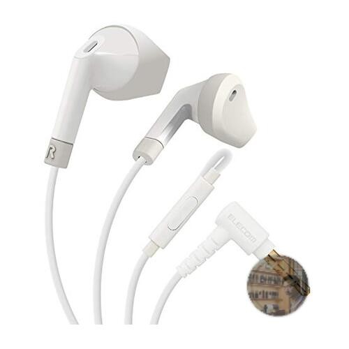 ELECOM EHP-F10IMAWH Semi-Open Stereo Earphones White 13.6mm Driver Mic 3.5mm Pl
