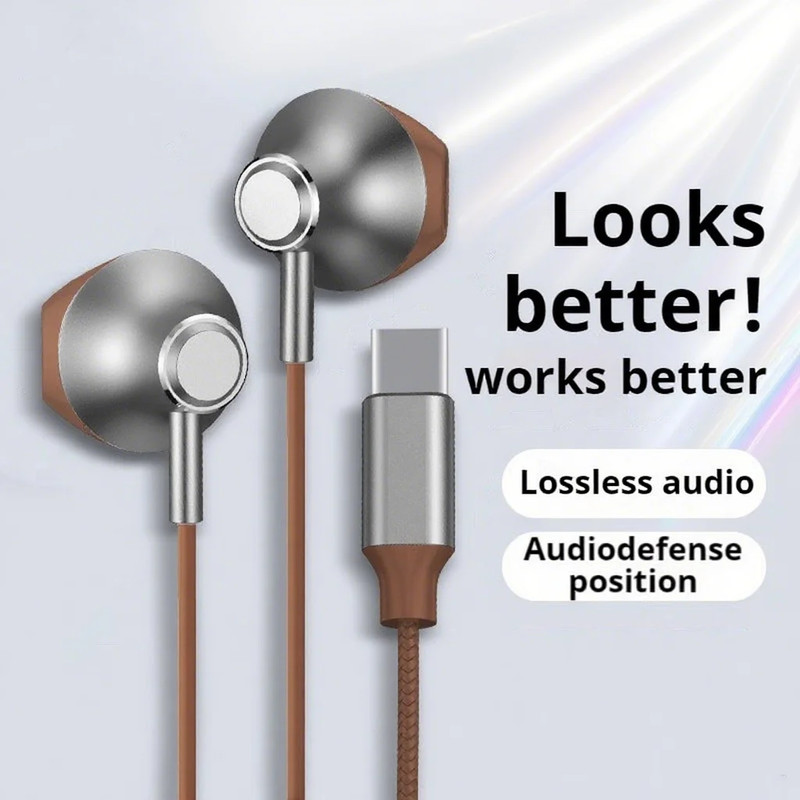 9D Surround Bass Type C&3.5Mm Headphones Wired Control Headset with HD Mic Earbu gallery