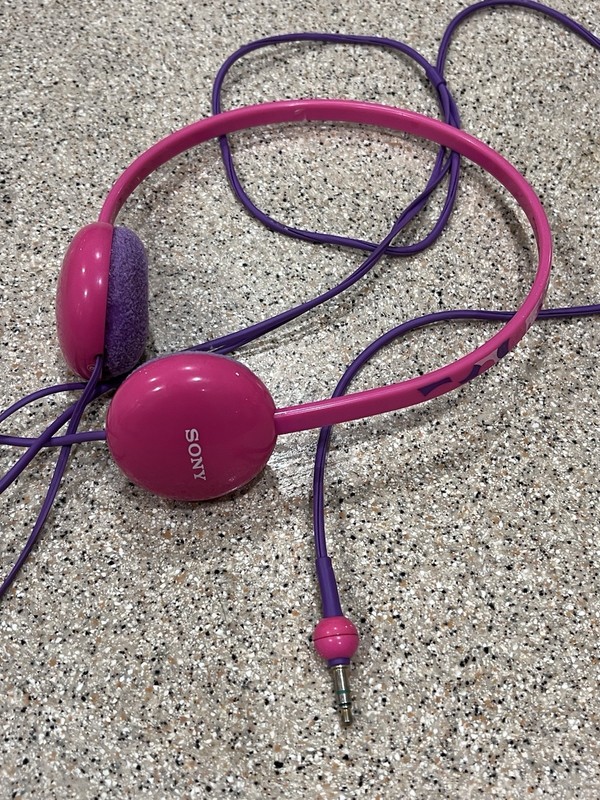 Vintage Sony Headphones Walkman Style Pink And Purple Over The Ear Foam