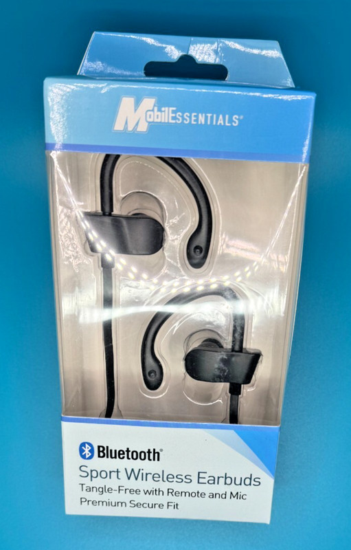 Mobil Essentials Sport Wireless Earbuds Tangle Free with Remote & Mic Black gallery