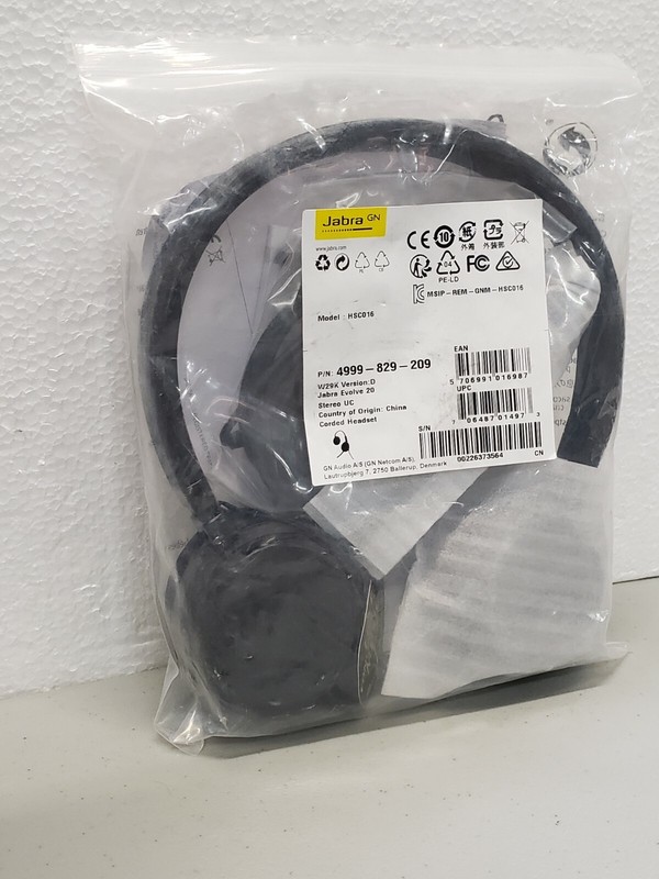 Jabra Evolve 20 UC stereo headset P/N: 499-829-209