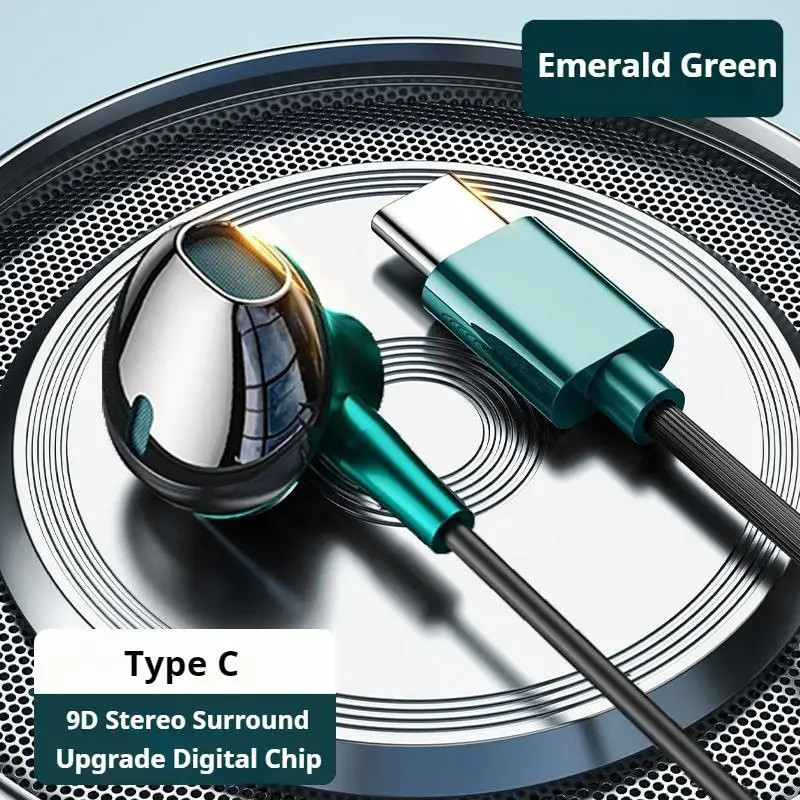 9D Surround Bass Type C&3.5Mm Headphones Wired Control Headset with HD Mic Earbu gallery