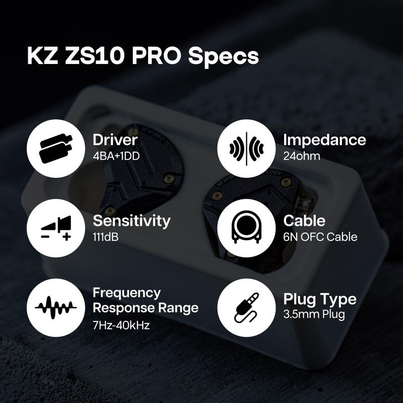 KZ ZS10 Pro, 4BA+1DD 5 Driver in Ear Monitor, HiFi Wired Earbuds, Gaming Earb... gallery
