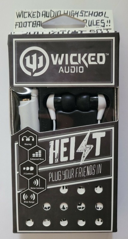 Wicked Audio Heist 3.5mm AUX Plug-in Headphones Earbuds MEDIA SHARING SEALED NEW