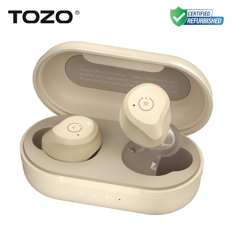 TOZO NC9 Wireless Earbuds Active Noise Cancellation Waterproof, Khaki (Renew)