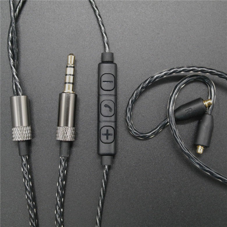MMCX Audio Cable Cord Volume Control for Shure SE215/425/535/846 Black with Mic gallery