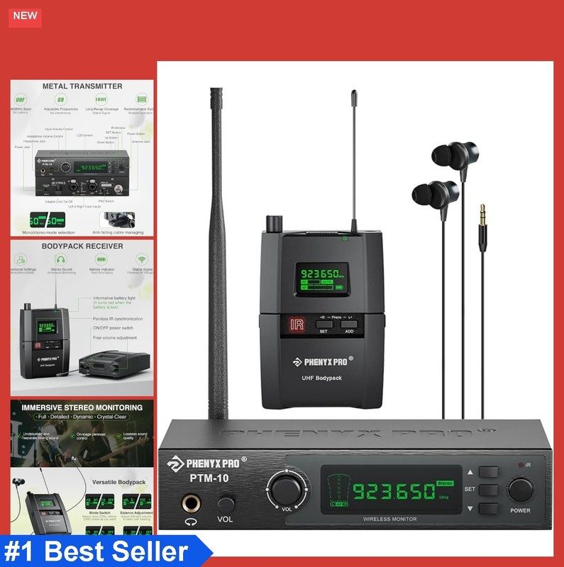 Wireless In Ear Monitor System 900MHz Stereo IEM 160ft Range Rack Mountable