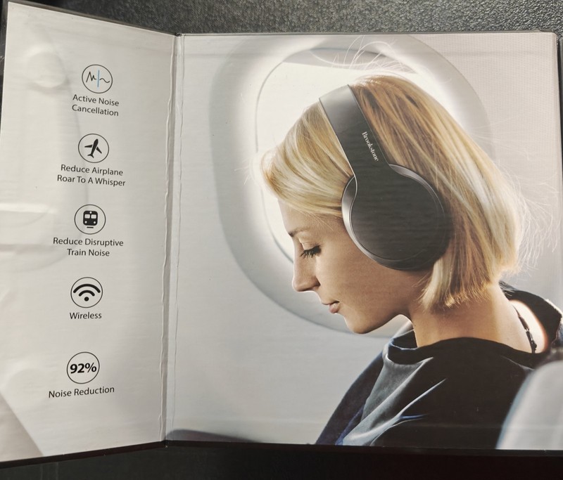 Brookstone WhisperNX Noise-Cancelling Headphones, BSNCH101BK, New - UNOPENED gallery