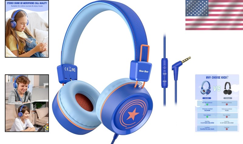 Safe Volume Kids Headphones KH20 with Microphone - Foldable & Lightweight 85dB gallery