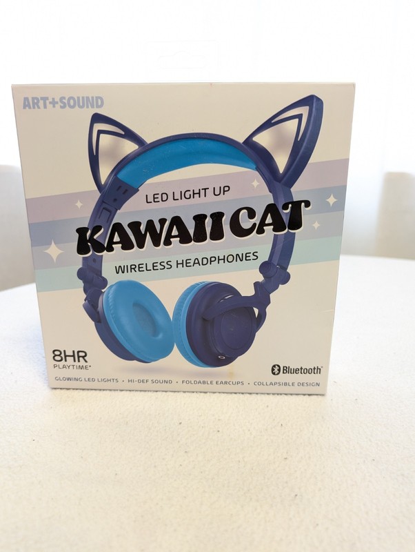 Bluetooth Headphones with Microphone/RGB LED Light Cat Ear Wireless Headphones