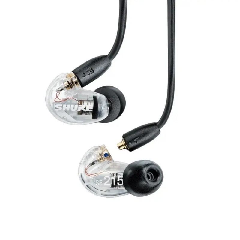 Shure SE215 Sound Isolating In-Ear Headphones 3.5mm wired Earphones Black/Clear