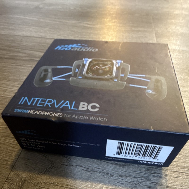H2O Audio INTERVAL BC Bone Conduction Waterproof Apple Watch, Black/Blue