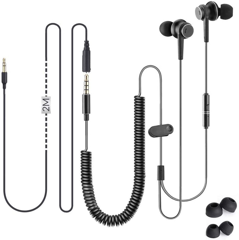 Long Cord Earbuds for TV & PC, 18Ft / 5.5M Extension Cable Earphones with Mic &