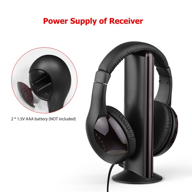 Black 5 in 1 Wireless Cordless Headphones Headset with Mic for PC TV Radio G4M8 gallery