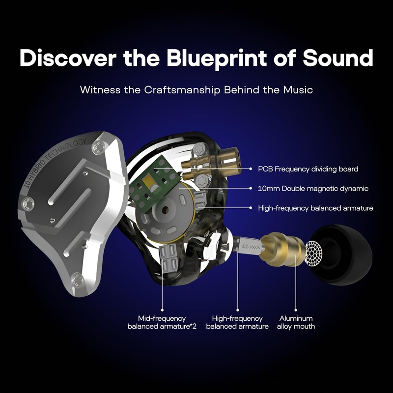 KZ ZS10 Pro, 4BA+1DD 5 Driver in Ear Monitor, HiFi Wired Earbuds, Gaming Earb... gallery