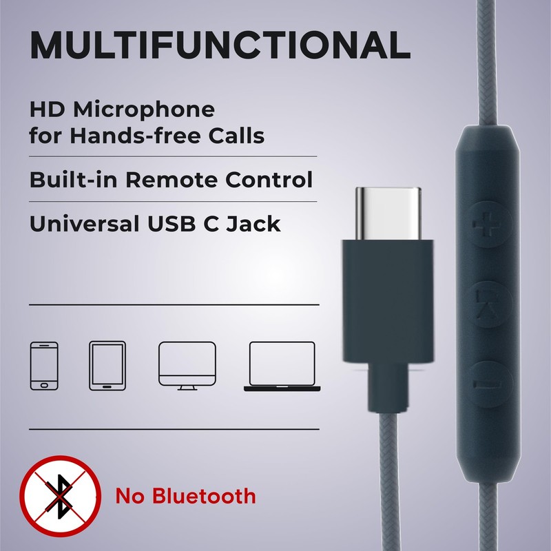 CL750 USB C Wired Headphones with Mic & Volume Control Noise Isolating for iP... gallery
