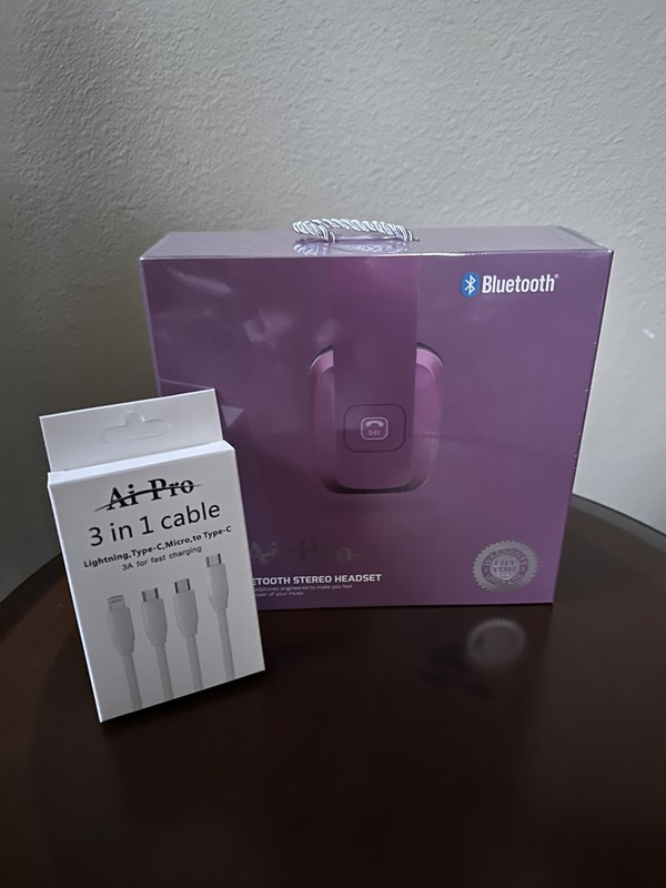 Ai Pro-100 Plus Bluetooth Headphones PURPLE – Brand New in Box! Free Shipping!