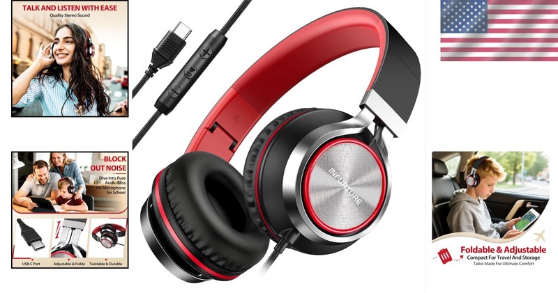 USB C Headphones with Mic & Volume Control gallery