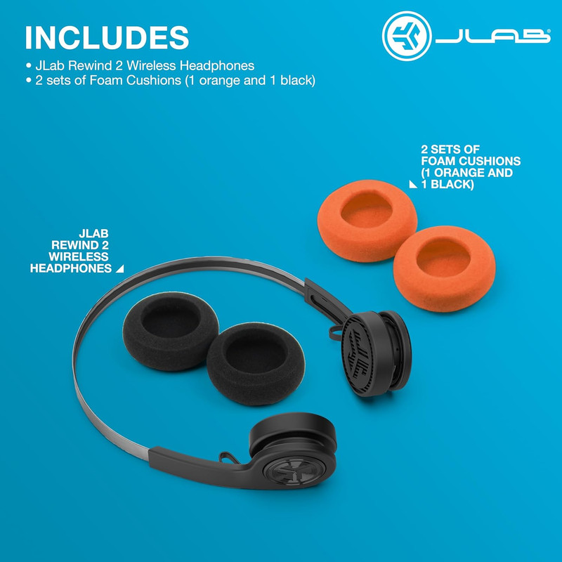 Jlab Rewind 2 Wireless Retro Headphones, 20+ Hours Playtime, App Support, Blueto gallery