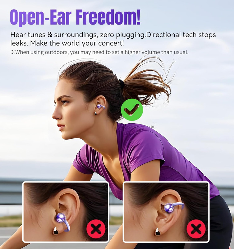 Clip-On Earbuds Gen 3, Open-Ear Wireless Bluetooth 6.0 Headphones with Mic, Secu gallery