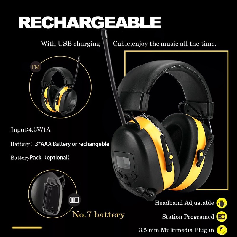 FM Radio Headphones Digital Display Noise Reduction Ear Muffs Hearing Protection gallery