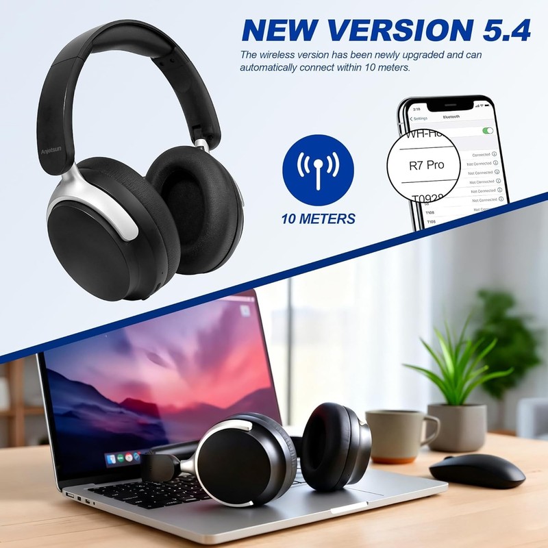 Foldable Wireless Bluetooth Headphones - 80H Battery, ANC for Work & Travel gallery