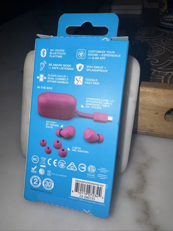 Jlab GoPop+ True Wireless Earbuds, In Ear Headphones,Bluetooth Earbuds Dark Pink gallery