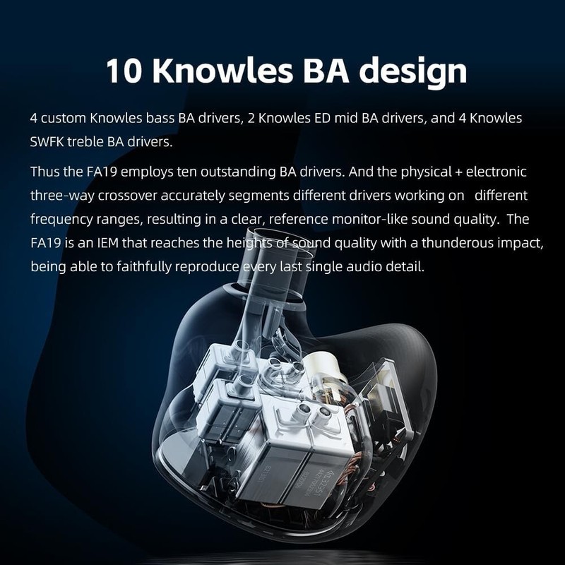 FiiO FA19 10 Knowles Balanced Armature In-Ear Earphone with Pure Silver Cable gallery