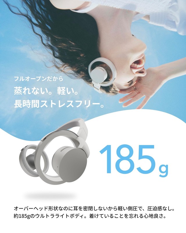 nwm ONE MBH001TA Open-Ear Wireless Headphones Bluetooth 5.3 Phantom Gray Japan gallery