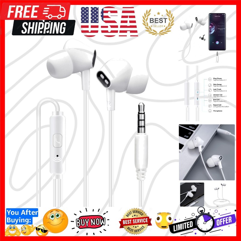 Wired Earbuds Headphones for School with Microphone Noise Isolating Stereo Ba…