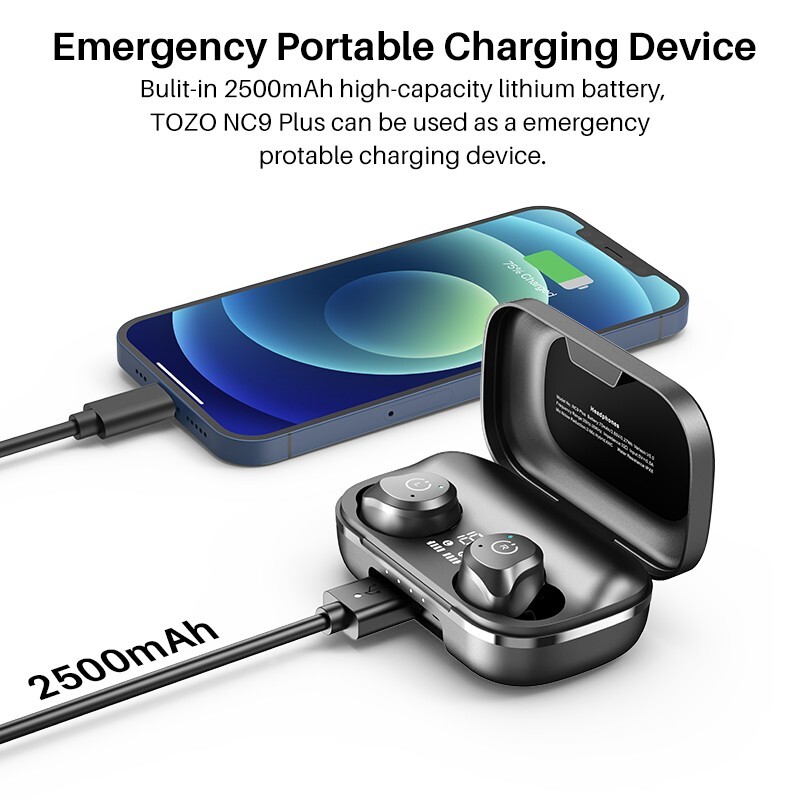 TOZO NC9 Plus Hybrid Active Noise Cancelling Wireless Earbuds LED Smart Dispaly gallery
