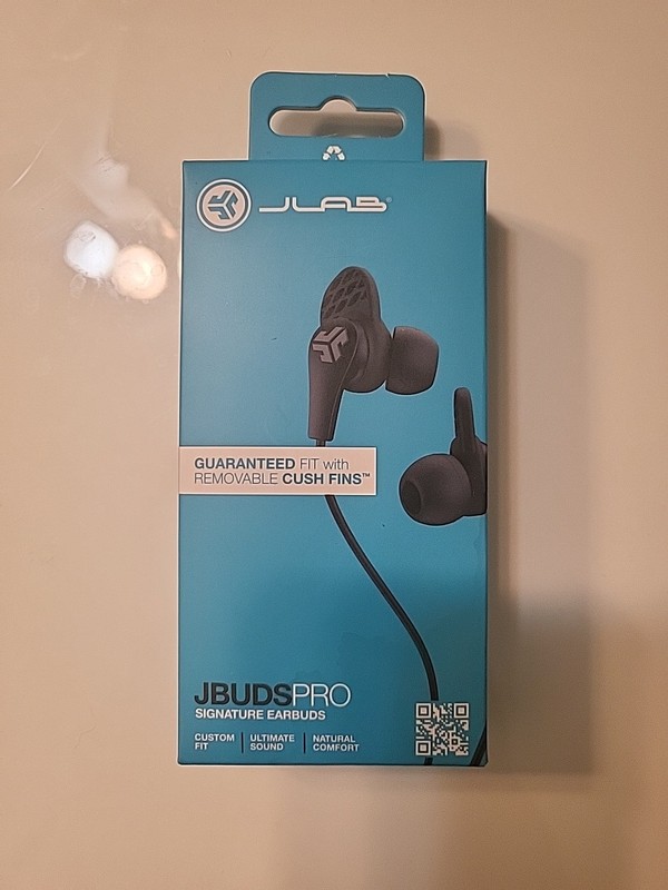 JLab JBuds Pro Signature Earbuds Black EPRORBLK123 Removeable Cush Fins – NEW!