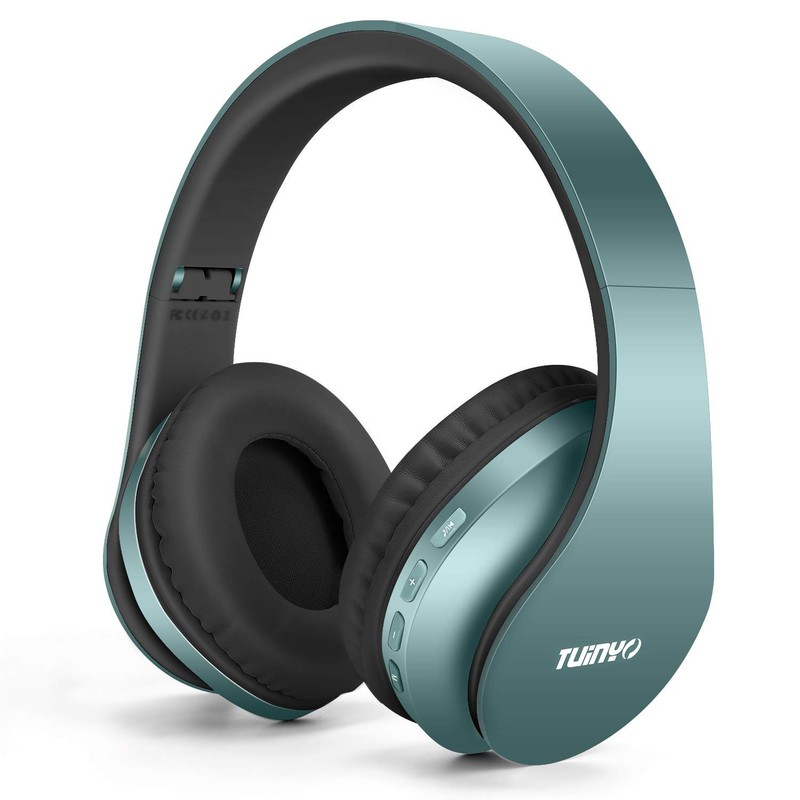 TUINYO Wireless Headphones Over Ear, Bluetooth Headphones with Microphone, Folda