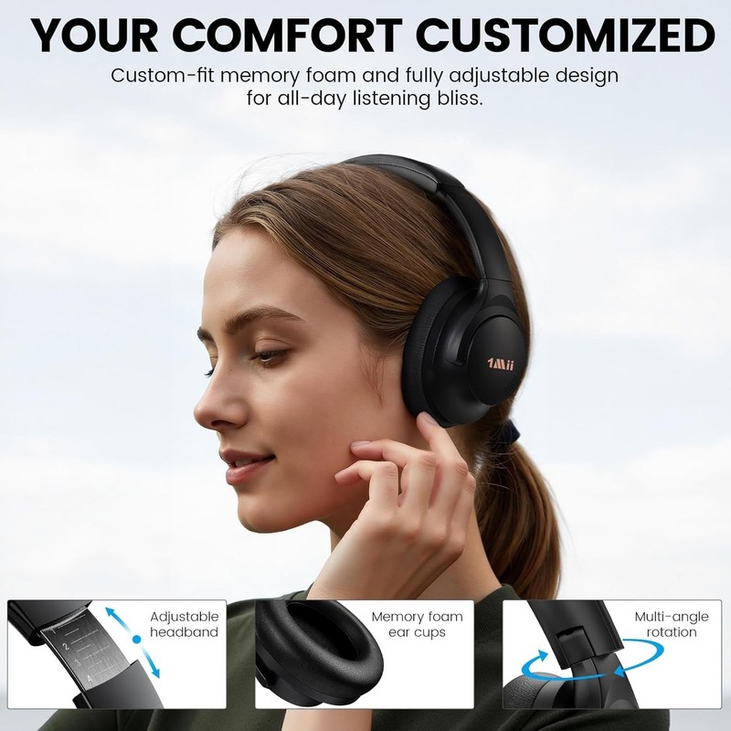 Y8+ Hybrid Noise Cancelling Headphones, 100H Playtime, Bluetooth 6.0 gallery