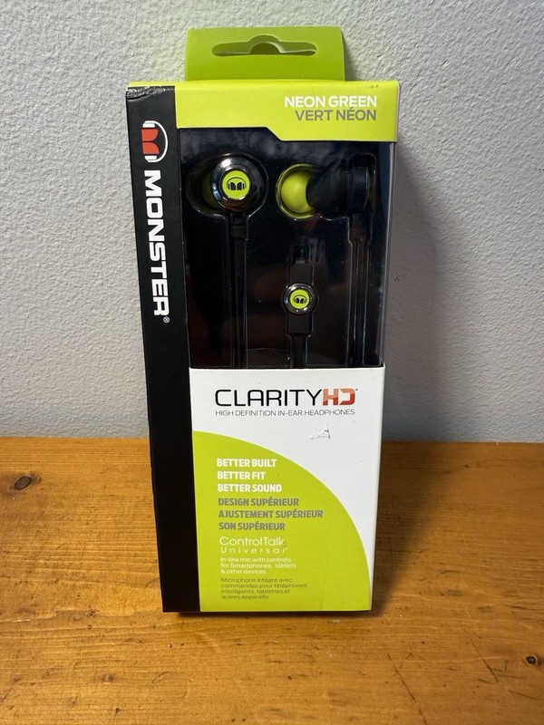 Monster Clarity HD Noise Canceling Wired 3.5mm In-Ear Headphones Green ~SEALED