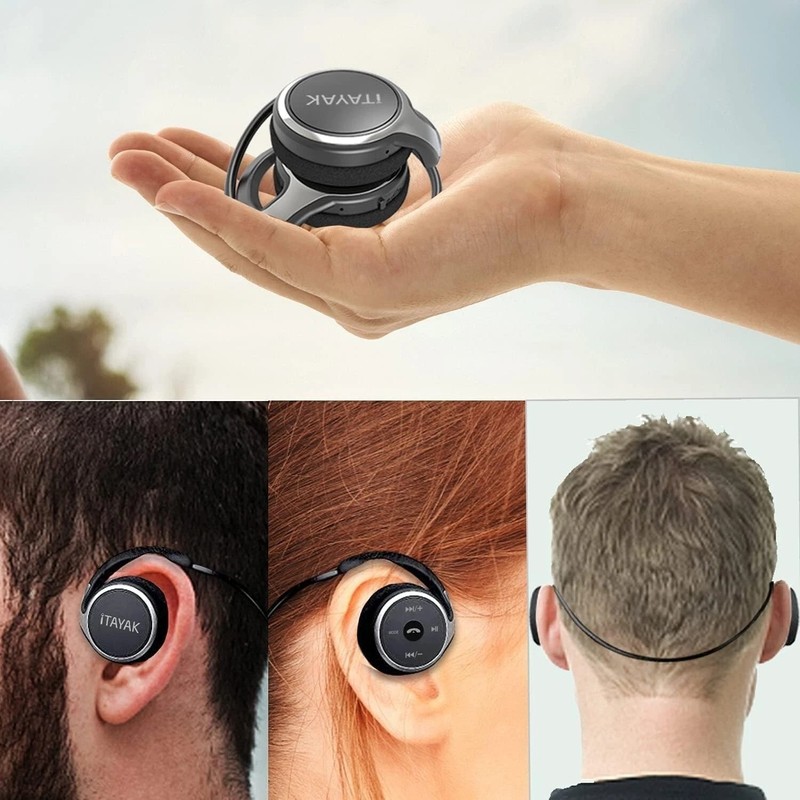 Behind The Head Headphones, itayak Bluetooth 5.0 Neckband Around Small, Black gallery