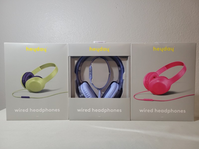 Heyday Wired Headphones (Green/ Blue/ Pink) Lot Of 3. New & Sealed.