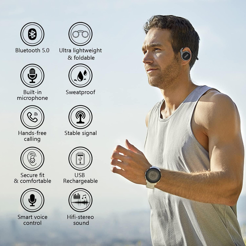 Behind the Head Headphones, Bluetooth 5.0 Neckband around Head Headphones Lightw gallery