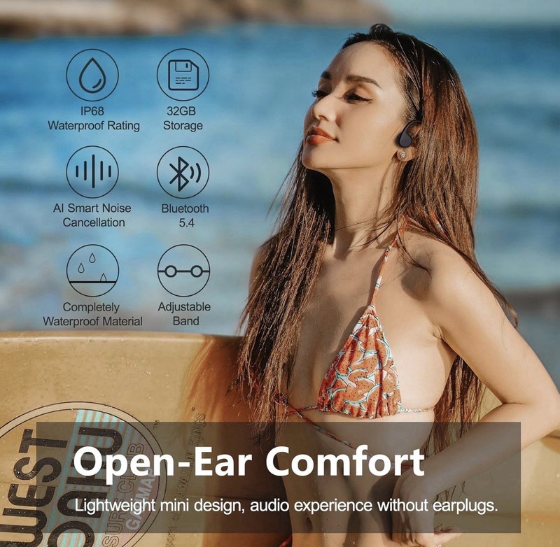 Swimming Headphones,Bone Conduction Headphones Bluetooth 5.4,IPX8 Waterproof,32G gallery
