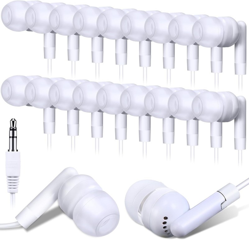 100 Pack Wired Earbuds Bulk for Classroom Ear Headphones Wired Basic Student Ear