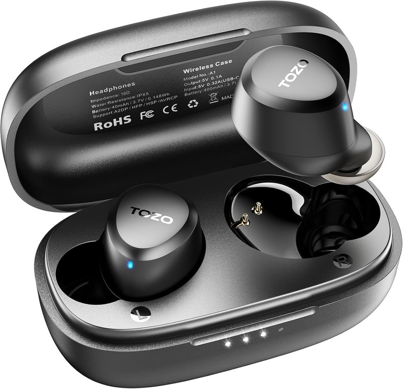 TOZO A1 Wireless Earbuds in Ear Mini Light-Weight Comfort, Black (Renew)