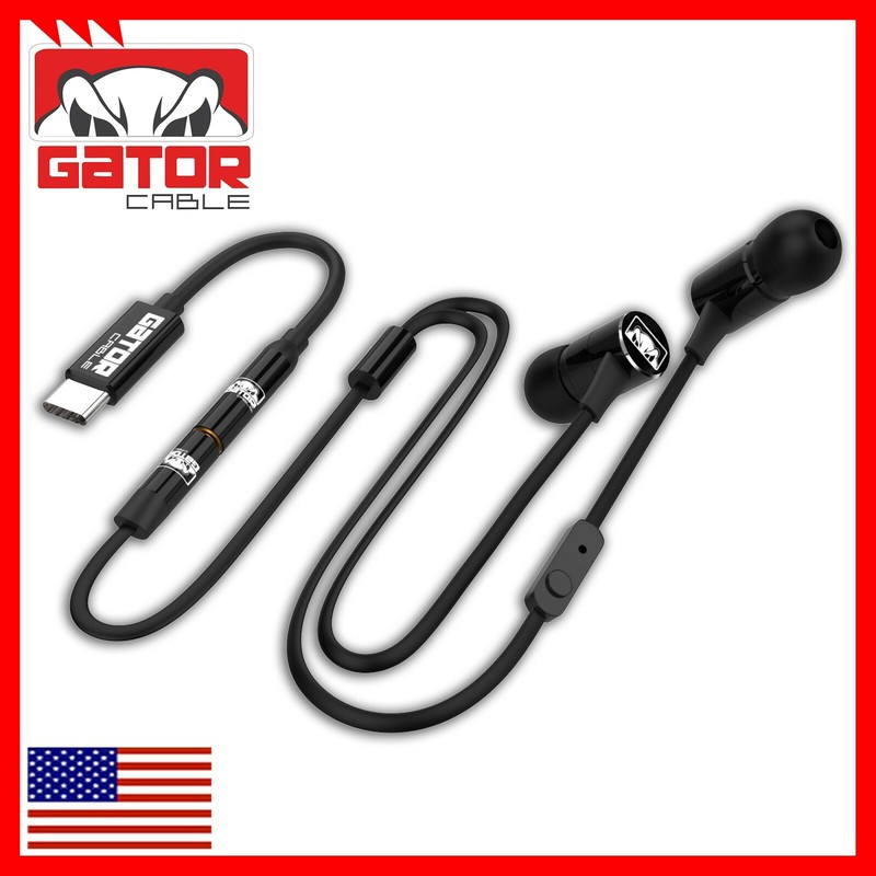 USB-C Type C Connector Earphones Headphones Earbuds Bass Stereo MIC Wired AUX BL gallery