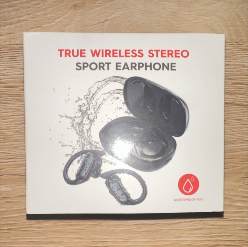 True Wireless Stereo Sport Earphone Ear-Hook Earbuds Bluetooth IPX7 Black