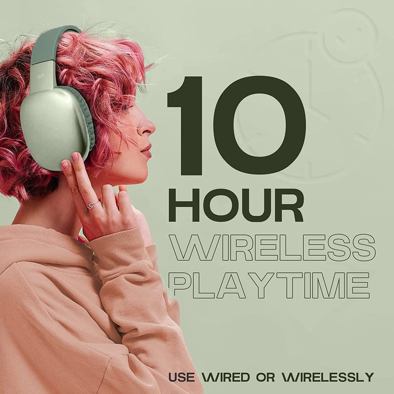 Green Ultra Wireless Bluetooth Headphones with Mic 10Hr Playtime SD Slot gallery