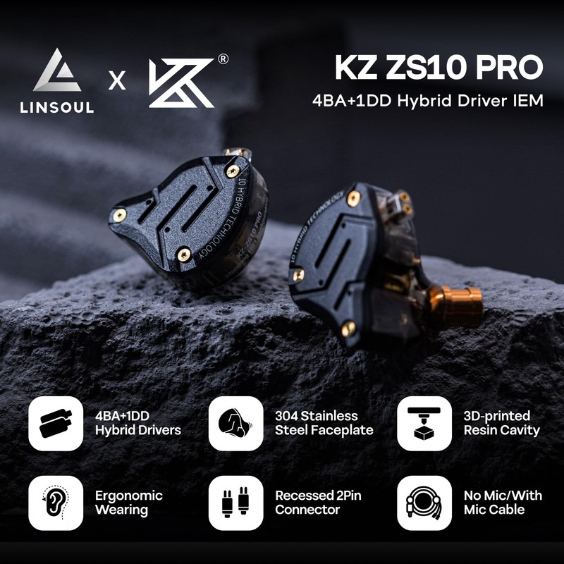 KZ ZS10 Pro, 4BA+1DD 5 Driver in Ear Monitor, HiFi Wired Earbuds, Gaming Earb... gallery