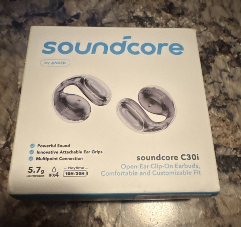 soundcore C30i Gray Bluetooth Clip-On Earbuds IPX4 Wireless 12mm 17mm