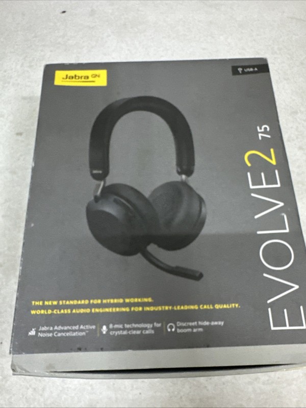 Jabra Evolve2 75 USB-A Wireless Headset w/ 8-Microphone Technology 27599-989-999