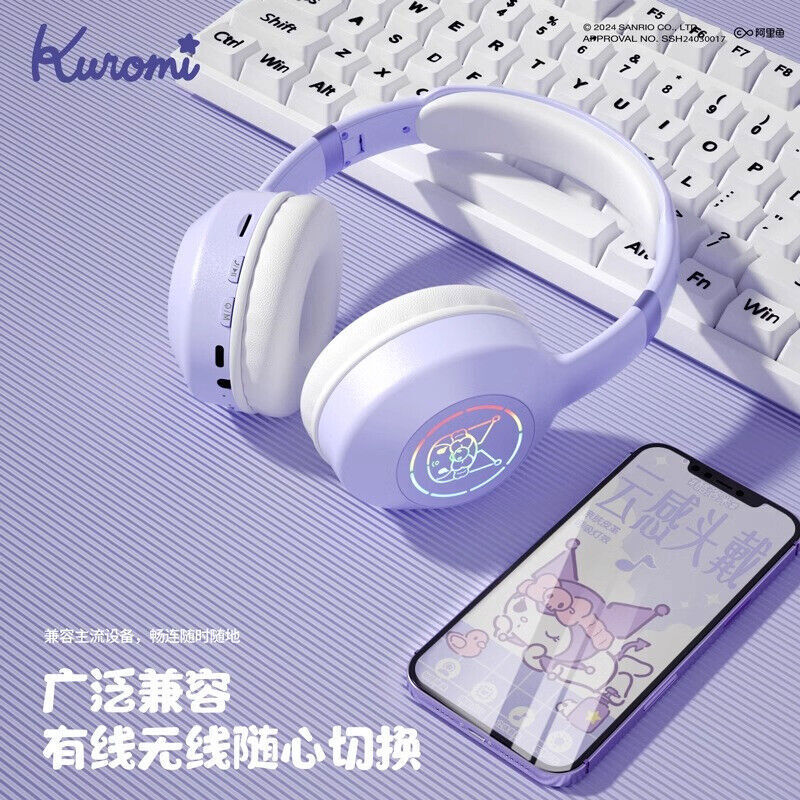 Kuromi Pochacco Cinnamoroll My Melody Bluetooth Headphones RGB Wireless Earphone gallery