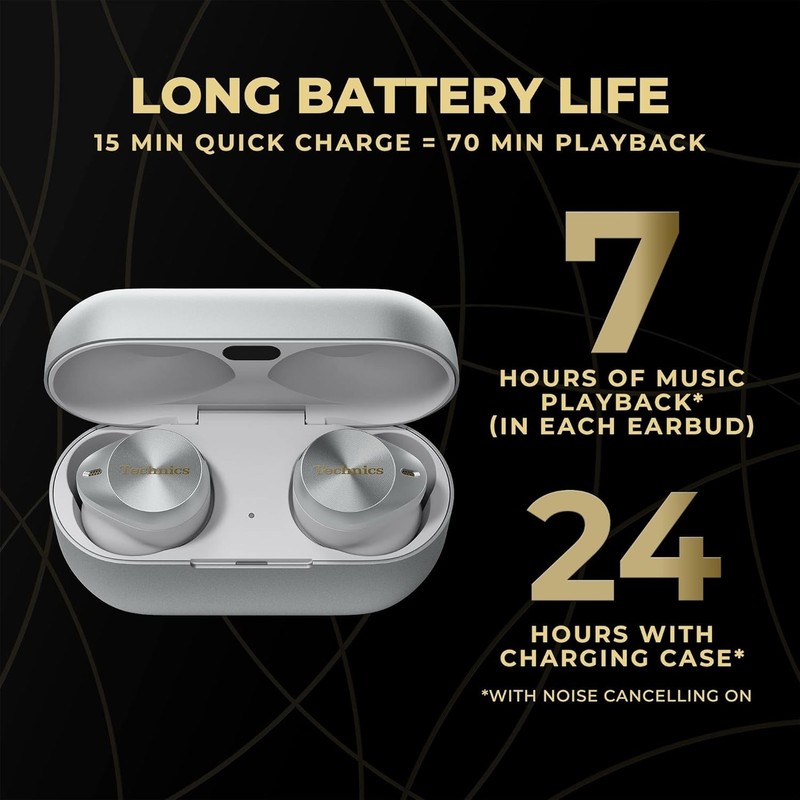 Technics EAH-AZ80-S Premium Hi-Fi Wireless Bluetooth Earbuds Noise-Cancelling gallery